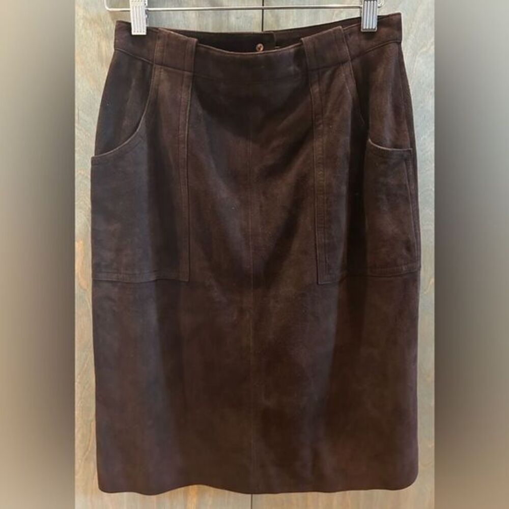 Vintage chocolate suede Chanel skirt